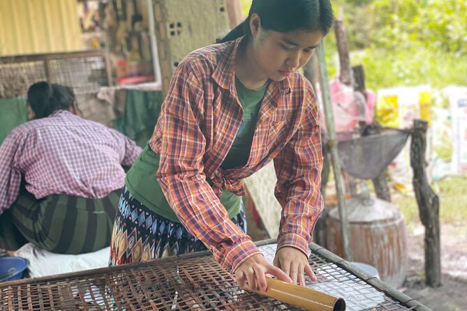 Full day tour by bicycle & tuk tuk,bamboo train,bat cave,villages - The rice wine factory stop: what you learn and what you taste