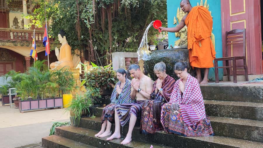 Siem Reap Cambodian Buddhist Water Blessing and Local Market - The Sarong and the Wet-Ritual Reality Check