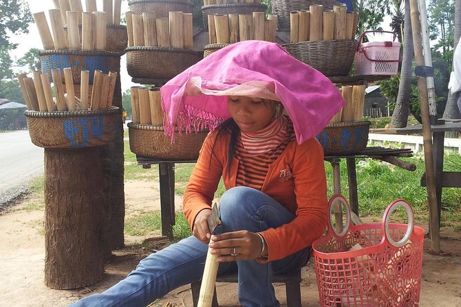 Siem Reap: Silk Farm & Countryside Offbeat Jeep Tour - Village-style life: noodles, bamboo sticky rice, and basket weaving